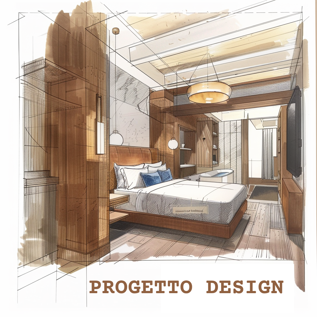 Design boutique hotel: schizzo di progetto